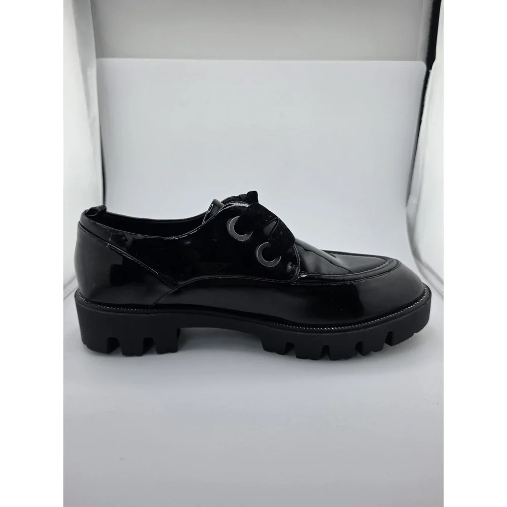 Sixtyseven Black Patent Platform Loafers Chunky Lug Sole Womens US 9 EU 40